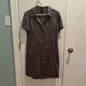 Banana Republic Taupe Button Down Short Sleeve Midi Shirtdress with Slip